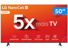 Smart TV 50" 4K LCD LED NanoCell LG 50NANO80TSA WebOS 24 Processador α5 Ger7 Wi-Fi e Bluetooth com Alexa 3 HDMI 2 USB