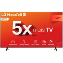 Smart TV 50 4K LCD LED NanoCell LG 50NANO80TSA WebOS 24 Processador α5 Ger7 WiFi e Bluetooth com Alexa 3 HDMI 2 USB