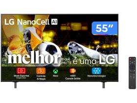 Smart TV 55" 4K LCD LED NanoCel LG 55NANO80TSA AI Processor Wi-Fi e Bluetooth 3 HDMI 2 USB Smart TV 55" 4K LCD LED NanoCel LG 55NANO80TSA AI Processor Wi-Fi e Bluetooth 3 HDMI 2 USB