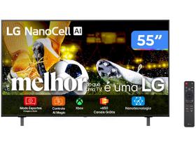 Smart TV 55" 4K LCD LED NanoCel LG 55NANO80TSA AI Processor Wi-Fi e Bluetooth 3 HDMI 2 USB