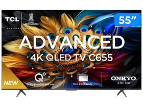 Smart TV 55” 4K UHD QLED TCL 55C655 Wi-Fi - Bluetooth 3 HDMI 1 USB