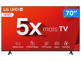 Smart TV 70" 4K LG Ultra HD 70UT8050 com Processador a5 Ger7 AI, Alexa/Chromecast integrado, Otimizador de Jogos, webOS 24 e Controle Smart Magic Smart TV 70" 4K LG Ultra HD 70UT8050 com Processador a5 Ger7 AI, Alexa/Chromecast integrado, Otimizador de Jogos, webOS 24 e Controle Smart Magic