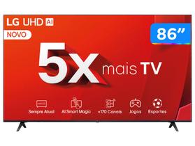 Smart TV 86" 4K LG Ultra HD 86UT8050 com Processador a5 Ger7 AI, Alexa/Chromecast integrado, Otimizador de Jogos, webOS 24 e Controle Smart Magic