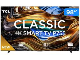 Smart TV 98" 4K UHD LED TCL 98P755 120Hz Wi-Fi Bluetooth 4 HDMI 2 USB