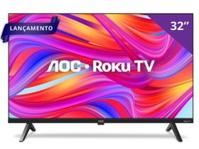 Smart TV AOC 32" DLED HD, Roku TV, Sem bordas, Quad Core, Série 5045, Wi-Fi Dual Band, 32S5045/78G