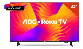 Smart TV AOC 32 Polegadas LED HD 32S515578G Roku TV Wi-Fi Dolby Audio Sem Bordas Quad Core Original Homologada Anatel