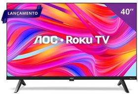 Smart TV AOC 40" Full HD 40S5045/78G ROKU, HDMI, USB, Conexão Wi-Fi, Conversor Digital, Bivolt Preta