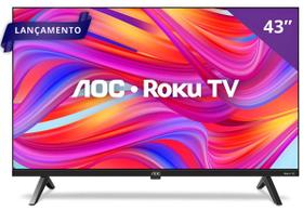 Smart TV AOC 43 DLED HD, Roku TV, Sem bordas, Quad Core, Série 5045, WiFi Dual Band, 43S5504578G