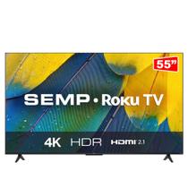 Smart TV LED 55 4K UHD SEMP 55RK8600, Roku TV com Wi-Fi Dual Dand Preto