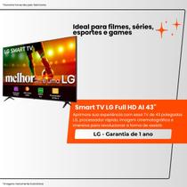 Smart TV LG 43" Full HD HDR 10 Pro, Bluetooth, Wifi, USB, HDMI Smart TV LG 43" Full HD HDR 10 Pro, Bluetooth, Wifi, USB, HDMI