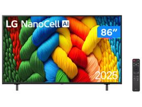 Smart TV LG NanoCell AI NANO80 86 Polegadas (86NANO80ASA): Pureza de Cores e Inteligência 4K