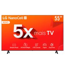 Smart TV NanoCell 55" Ultra HD 4K LG 55NANO80TSA 3 HDMI 2 USB Wi-Fi Bluetooth