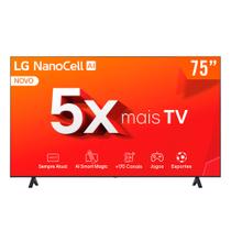 Smart TV NanoCell 75" Ultra HD 4K LG 75NANO80TSA 3 HDMI 2 USB Wi-Fi Bluetooth