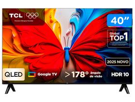 Smart TV TCL 40 Polegadas Full HD QLED S5K WiFi Bluetooth Google TV 2 HDMI HDR10 Dolby Audio 40S5K