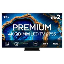 Smart TV TCL 75 Polegadas QLED Mini LED 4K C755 WiFi Bluetooth Google TV 144Hz VRR HDR10 75C755