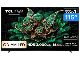 Smart TV TCL QD-Mini LED 4K 115" Polegadas com Dolby Vision IQ, Design sem Bordas e Wi-Fi - 115C7K Smart TV TCL QD-Mini LED 4K 115" Polegadas com Dolby Vision IQ, Design sem Bordas e Wi-Fi - 115C7K