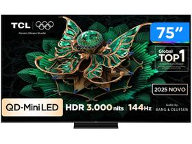 Smart TV TCL QD-Mini LED 4K 75" Polegadas com Google Assistente, Dolby Vision IQ e Wi-Fi - 75C7K