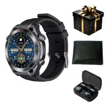 Smart Watch Masculino Redondo Militar Robusto Ip68 Original Preto