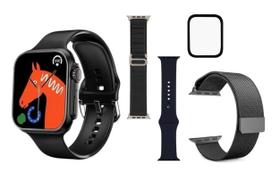 Smart Watch Relógio Hw8 Ultra Kit C/2 Pulseira Extra e Pelicula NF Celular Bluetooth Android iOS