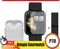 Smart Watch Relógio Inteligente Sports Fitness Tracker P70 com Pelicula Protetora mais Fone i11