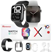 Smart Watch Relogio W10 46mm Masculino Feminino Lançamento Microwear Original Kit Com Acessorios