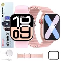 Smart Watch X2 Serie 10 Amoled Bússola Nfc A Prova De Água 2 Pulseiras