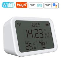 Smart WiFi Temperatura Umidade Sensor De Luz Despertador 4 Em 1 Mesa De Casa Quarto Sala De Estar