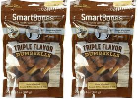 SmartBones Mordedores Triplo Sabor Halteres para Cães Pacote com 20