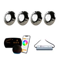 SmartLux + Fonte Blindada IP68 3A 36W + 04 Refletor Inox 9W