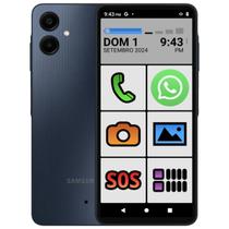 Smartphone Celular Idoso Samsung Galaxy A06 4G 4GB RAM 128GB Armazenamento Botão SOS Emergência