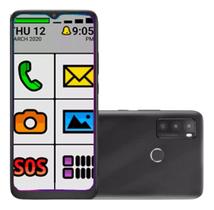 Smartphone Celular Idoso Vovó Vovô 2GB / 128GB Memória Tela Grande 6,5 Polegadas 4G Botão SOS