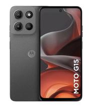 Smartphone Celular Motorola Moto G15, 256GB, 4GB RAM, Android 15, Tela 6,72 IPS LCD, Câmera 50MP, Bateria 5200mAh, Dual SIM, Cinza