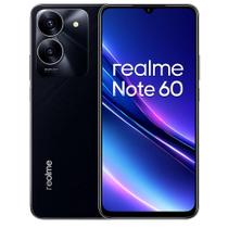 Smartphone Celular Realme Note 60, 128GB, 4GB RAM, Tela 6,72 HD 90Hz, Android 14, Câmera 50MP IA, Bateria 5000mAh, Dual SIM, Preto