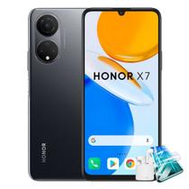 Smartphone Hua wei Honor x7 Preto Octa core 128gb 4gb Display 6,74 IPS HD+ QuadCam + Selfie 8Mp Dual SIM 4G + Fone Bluetooth e Película de HydroGEL