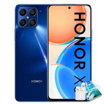 Smartphone Hua wei Honor X8 Blue Octa core 128gb 6gb Tela 6,7 IPS FHD+ Dual SIM Rede 4G Wifi 2,4+5Ghz USB Tipo C + Pelicula HydroGEL e Fone de Ouvido