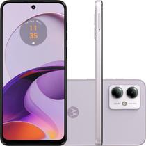 Smartphone Moto G14 4G 128GB Tela 6.5 Câmera Dupla 50MP + 2MP + QVGA + Selfie 8MO Dual Nano SIM - Lilac Vegan Leather