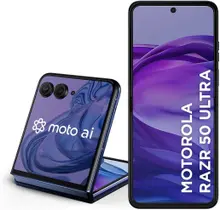 Smartphone Motorola Razr 50 Ultra - 512GB 24GB (12GB RAM+12GB Ram Boost) Tela dobrável 6,9" pOLED e externa 4” Moto AI camera IPX8 - Navy blue