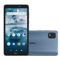 Smartphone Nokia C2 2nd Edition 4G 64 GB Tela 5,7" Câmera com IA Android Desbloqueio Facial + Capa/Película/Fone/Carregador - Azul - NK110