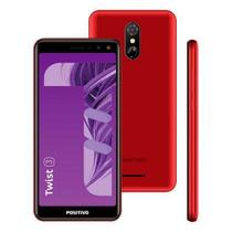 Smartphone Positivo S513 Vermelho Quad Core de 1,3GHz Android Oreo Dual Chip 3G RAM 1GB 32GB Tela 5.5" Câmera 8MP Selfie 5MP