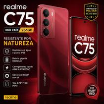 Smartphone Realme C75 256GB 8GB RAM Tela 6,72 Câmera 50MP Bateria 6000mAh Dual SIM Ruby Red