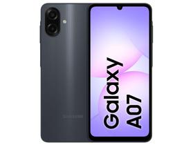 Smartphone Samsung A07 256GB Preto 8GB RAM Tela 6,7" Câm. Dupla + Selfie 8MP