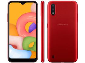 Smartphone Samsung Galaxy A01 32GB Vermelho 4GB - 2GB RAM Tela 5,7” Câm. Dupla + Selfie 5MP