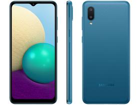 Smartphone Samsung Galaxy A02 32GB Azul 2GB RAM 6,5" Câm. Dupla + Selfie 5MP Dual Chip