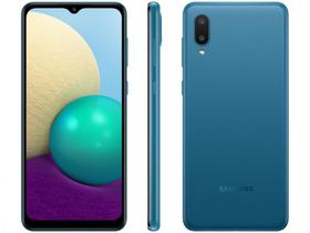 Smartphone Samsung Galaxy A02 32GB Azul 4G - Quad-Core 2GB RAM 6,5” Câm. Dupla + Selfie 5MP