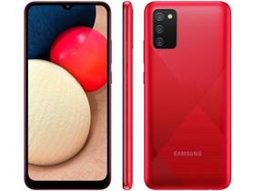 Smartphone Samsung Galaxy A02s 32GB Vermelho 4G - Octa-Core 3GB RAM 6,5” Câm. Tripla + Selfie 5MP