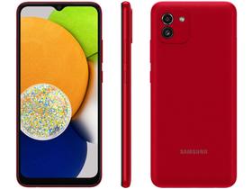 Smartphone Samsung Galaxy A03 64GB Vermelho 4G - Octa-Core 4GB RAM Tela 6,5” Câm. Dupla + Sefie 5MP