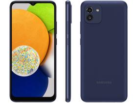 Smartphone Samsung Galaxy A03 SM-A035MZBSZTO Câmera Dupla 48MP Tela 6.5 Azul 64GB