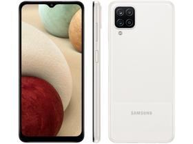 Smartphone Samsung Galaxy A12 64GB Brano 4GB RAM 6,5" Câm. Quádrupla + Selfie 8MP Dual Chip