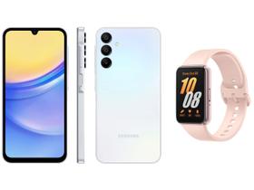 Smartphone Samsung Galaxy A15 6,5” 128GB - Azul Claro 5G + Smartband Galaxy Fit3 Rosé