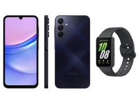 Smartphone Samsung Galaxy A15 6,5” 128GB - Azul Escuro + Smartband Galaxy Fit3 Grafite